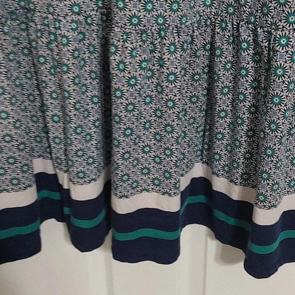 Lands' End Blue Patterned Sleeveless Maxi Dress with Tiered Hem & Pockets Sz LP - Picture 4 of 7